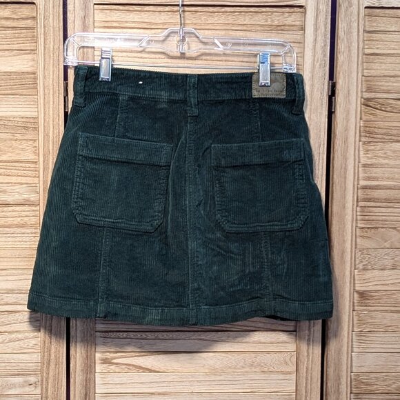 American Eagle Dark Green Corduroy Button-Front Skirt Size 0 Reg - Picture 6 of 13